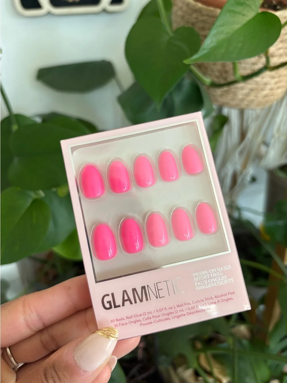 Glamnetic Press On Nails - Hot Pink | Short Oval, Salon Quality, 30 count